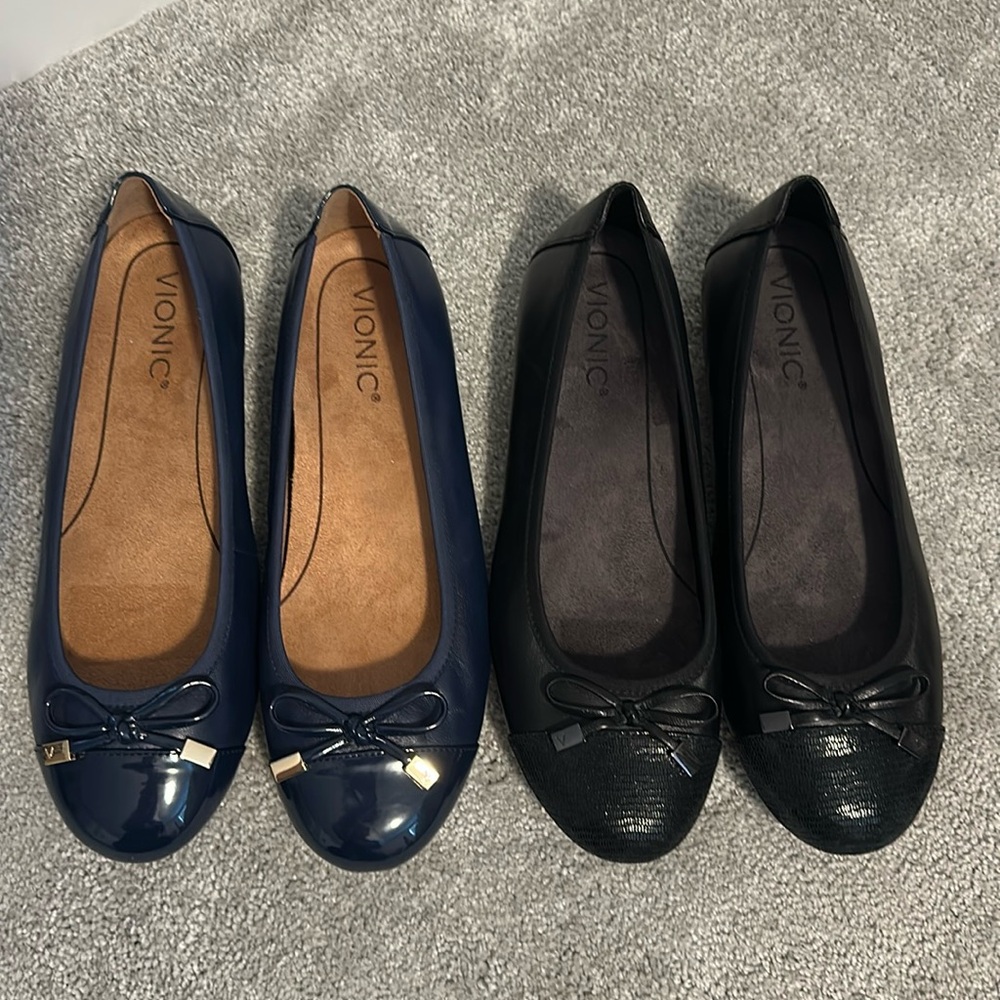 Vionic Minna Leather Ballet Flats 2 pairs size 7.5